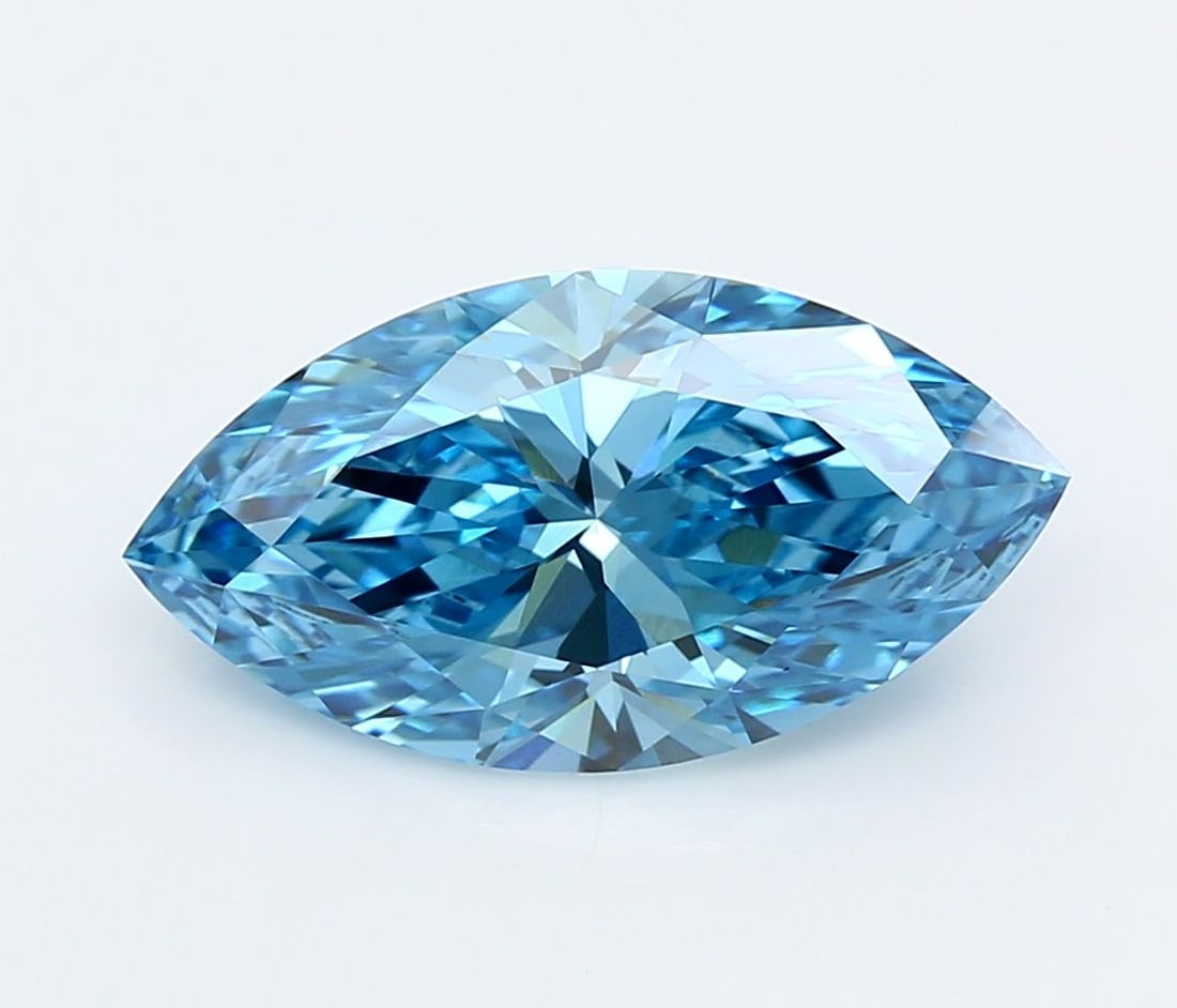 Loose Diamond - MARQUISE 3.54ct Fancy Vivid Blue VVS1: Loose Diamond - MARQUISE 3.54ct Fancy Vivid Blue VVS1 Source: This is a real non-mined Diamond that has been grown in a lab Shape: MARQUISE Carats: 3.54 Color: Fancy Vivid Blue Certification: IGI Vide