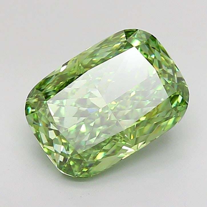 Loose Diamond - CUSHION MODIFIED 3.1ct Fancy Vivid Green VVS2: Loose Diamond - CUSHION MODIFIED 3.1ct Fancy Vivid Green VVS2 Source: This is a real non-mined Diamond that has been grown in a lab Shape: CUSHION MODIFIED Carats: 3.1 Color: Fancy Vivid Green Certifi