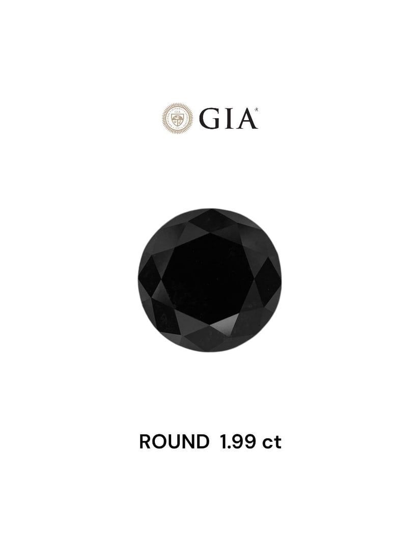 Loose Diamond - ROUND 1.99ct Fancy Black VVS2: Loose Diamond - ROUND 1.99ct Fancy Black VVS2 Source: Natural Shape: ROUND Carats: 1.99 Color: Fancy Black Certification: GIA Video: