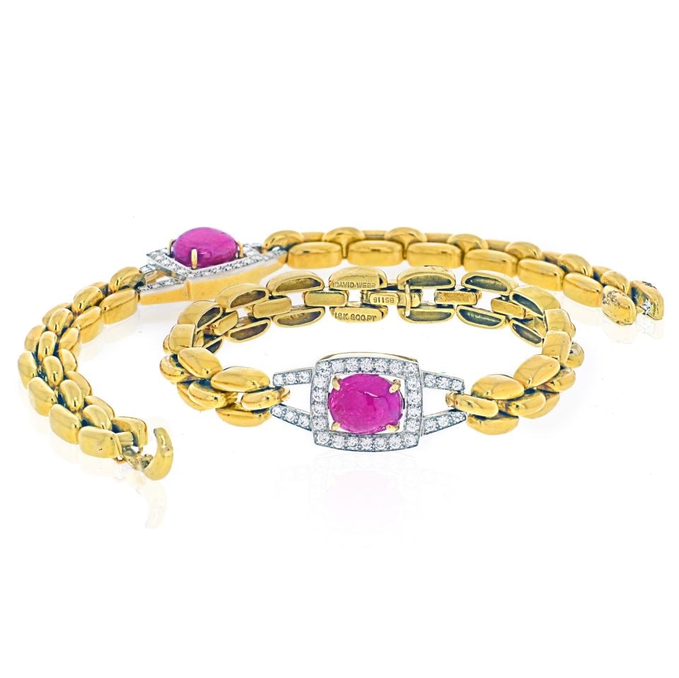 David Webb 1970s Platinum 18K Yellow Gold Ruby Diamond Necklace (1 of 9)