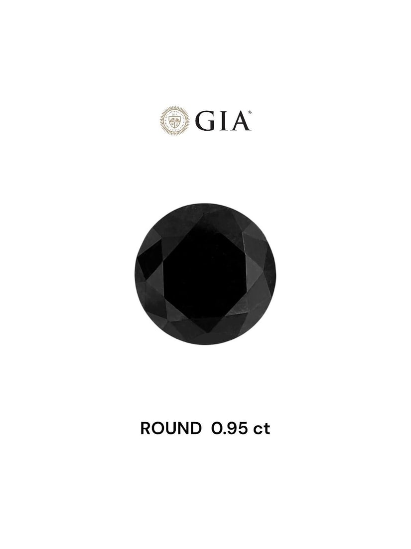 Loose Diamond - ROUND 0.95ct Fancy Black VVS2: Loose Diamond - ROUND 0.95ct Fancy Black VVS2 Source: Natural Shape: ROUND Carats: 0.95 Color: Fancy Black Certification: GIA Video: