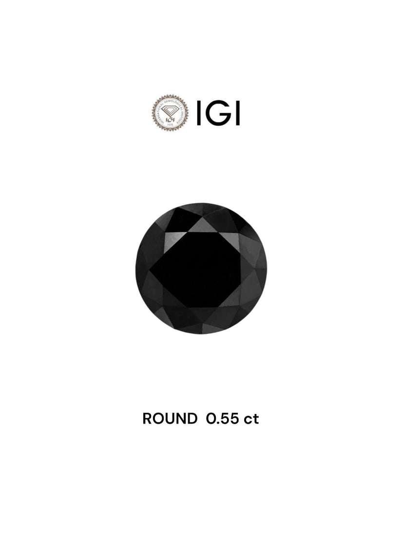 Loose Diamond - ROUND 0.55ct Black: Loose Diamond - ROUND 0.55ct Black Source: Natural Shape: ROUND Carats: 0.55 Color: Black Certification: IGI Video: