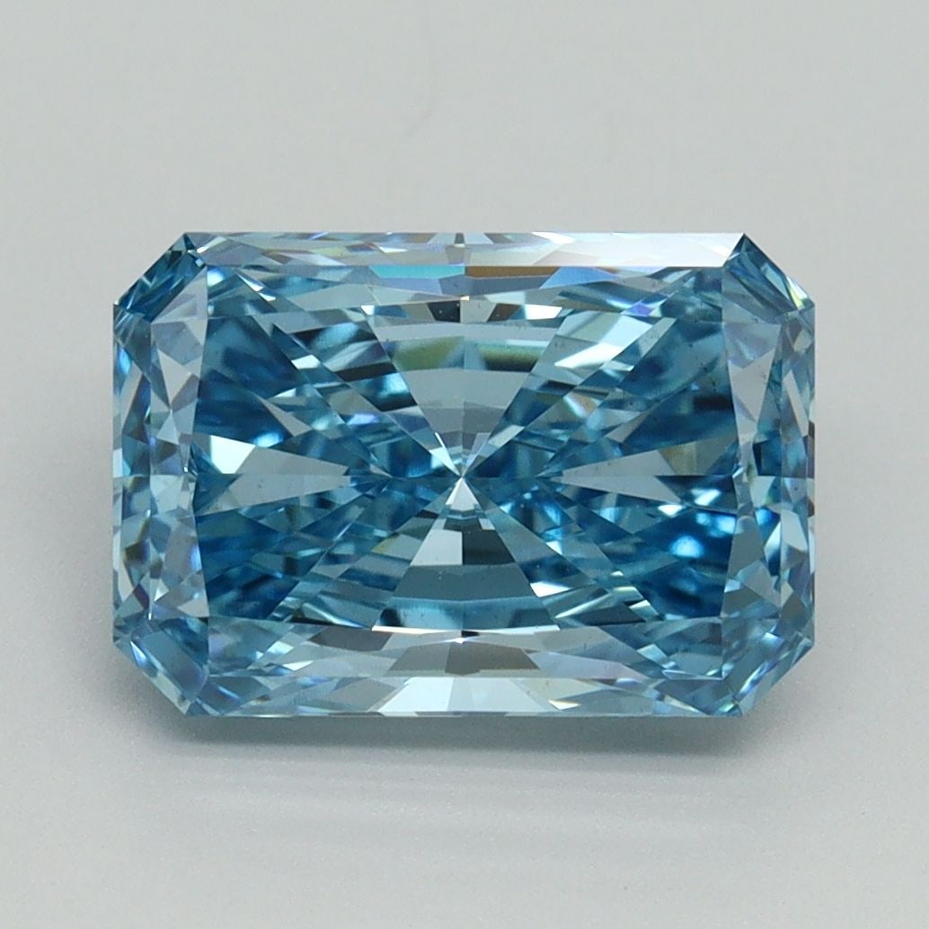Loose Diamond - RADIANT 3.18ct Fancy Vivid Blue VS1: Loose Diamond - RADIANT 3.18ct Fancy Vivid Blue VS1 Source: This is a real non-mined Diamond that has been grown in a lab Shape: RADIANT Carats: 3.18 Color: Fancy Vivid Blue Certification: IGI Video: