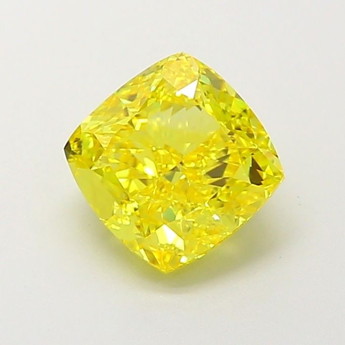 Loose Diamond - CUSHION MODIFIED 2.07ct Fancy Vivid Yellow VVS1: Loose Diamond - CUSHION MODIFIED 2.07ct Fancy Vivid Yellow VVS1 Source: This is a real non-mined Diamond that has been grown in a lab Shape: CUSHION MODIFIED Carats: 2.07 Color: Fancy Vivid Yellow Cer