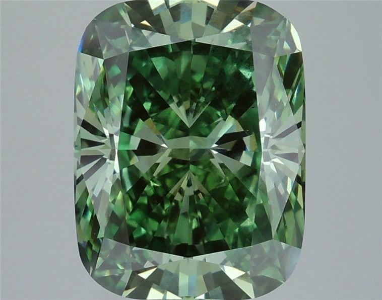 Loose Diamond - CUSHION BRILLIANT 5.11ct Fancy Vivid Green VS1: Loose Diamond - CUSHION BRILLIANT 5.11ct Fancy Vivid Green VS1 Source: This is a real non-mined Diamond that has been grown in a lab Shape: CUSHION BRILLIANT Carats: 5.11 Color: Fancy Vivid Green Cert