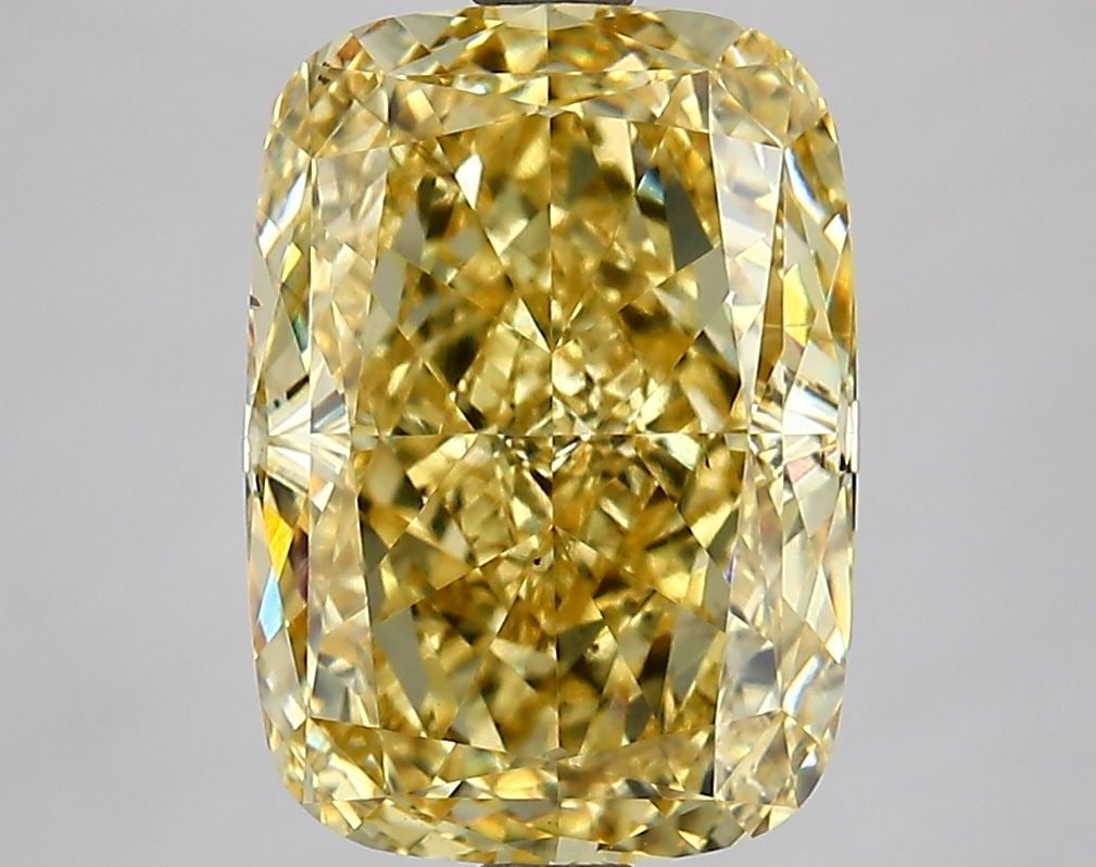 Loose Diamond - CUSHION MODIFIED 4.42ct Fancy Intense Yellow VS2: Loose Diamond - CUSHION MODIFIED 4.42ct Fancy Intense Yellow VS2 Source: This is a real non-mined Diamond that has been grown in a lab Shape: CUSHION MODIFIED Carats: 4.42 Color: Fancy Intense Yellow