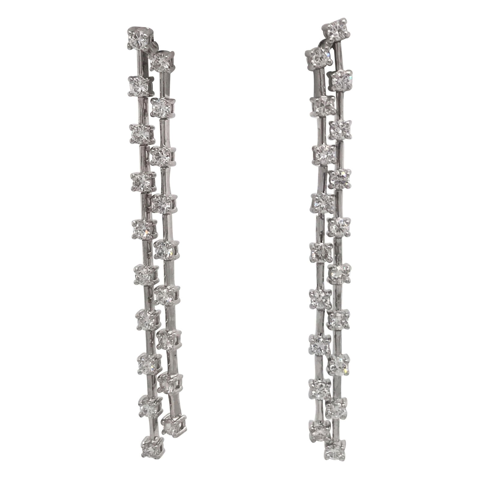 Harbor Diamonds 14K White Gold Double Row Diamond Earrings 2 Carat: Harbor Diamonds 14K White Gold Double Row Diamond Earrings 2 Carat These stunning double row diamond drop earrings are crafted from 14 karat white gold and feature 38 exquisite round brilliant diamond