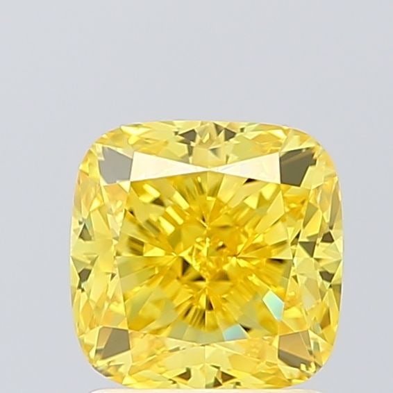 Loose Diamond - CUSHION BRILLIANT 1.51ct Fancy Vivid Yellow VVS2: Loose Diamond - CUSHION BRILLIANT 1.51ct Fancy Vivid Yellow VVS2 Source: This is a real non-mined Diamond that has been grown in a lab Shape: CUSHION BRILLIANT Carats: 1.51 Color: Fancy Vivid Yellow C