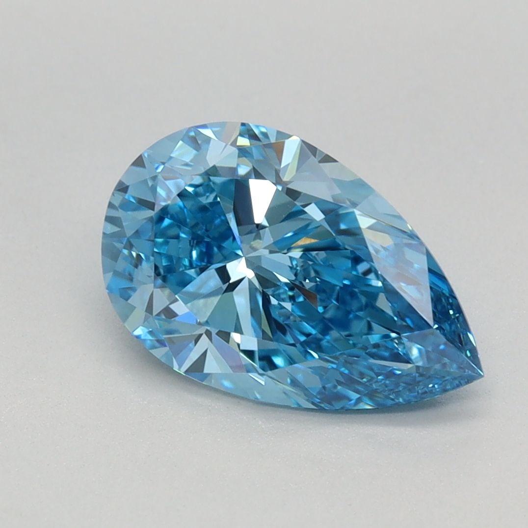 Loose Diamond - PEAR 1.56ct Fancy Vivid Blue VS1: Loose Diamond - PEAR 1.56ct Fancy Vivid Blue VS1 Source: This is a real non-mined Diamond that has been grown in a lab Shape: PEAR Carats: 1.56 Color: Fancy Vivid Blue Certification: IGI Video: