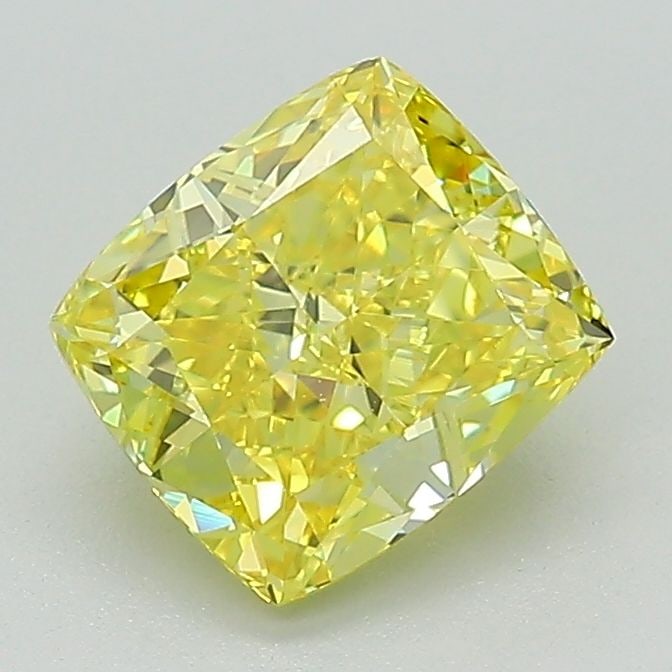 Loose Diamond - CUSHION MODIFIED 1.71ct Fancy Vivid Yellow VVS2: Loose Diamond - CUSHION MODIFIED 1.71ct Fancy Vivid Yellow VVS2 Source: This is a real non-mined Diamond that has been grown in a lab Shape: CUSHION MODIFIED Carats: 1.71 Color: Fancy Vivid Yellow Cer