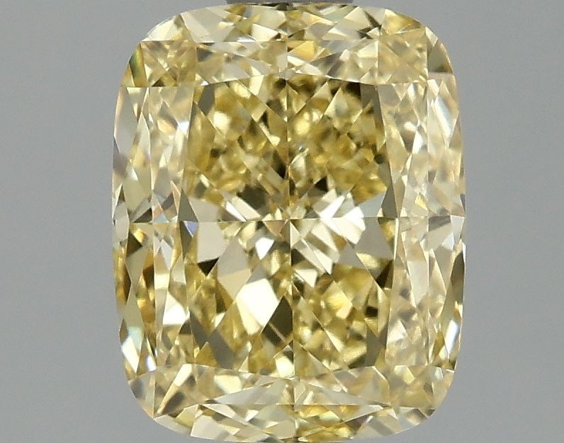 Loose Diamond - CUSHION BRILLIANT 1.5ct Fancy Vivid Yellow VS1: Loose Diamond - CUSHION BRILLIANT 1.5ct Fancy Vivid Yellow VS1 Source: This is a real non-mined Diamond that has been grown in a lab Shape: CUSHION BRILLIANT Carats: 1.5 Color: Fancy Vivid Yellow Cert