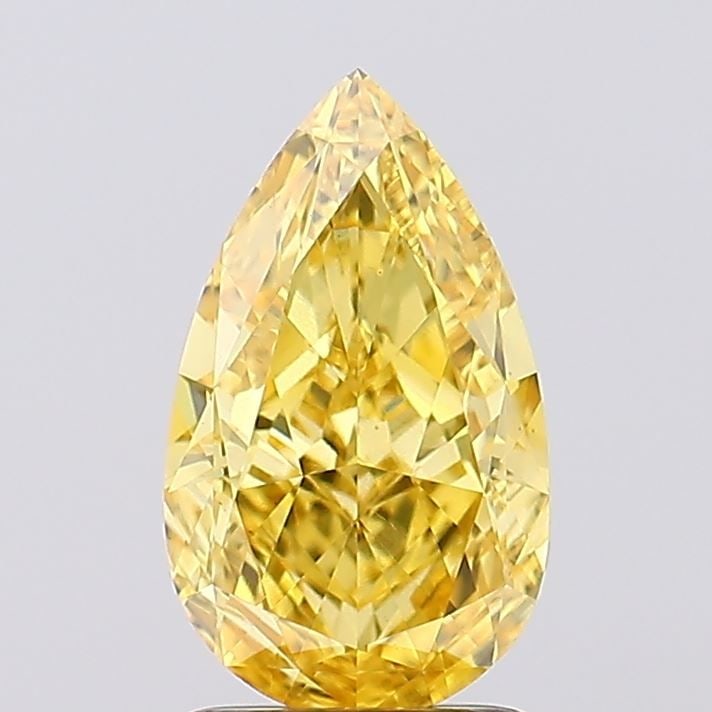 Loose Diamond - PEAR 2.04ct Fancy Vivid Yellow VS1: Loose Diamond - PEAR 2.04ct Fancy Vivid Yellow VS1 Source: This is a real non-mined Diamond that has been grown in a lab Shape: PEAR Carats: 2.04 Color: Fancy Vivid Yellow Certification: IGI Video:
