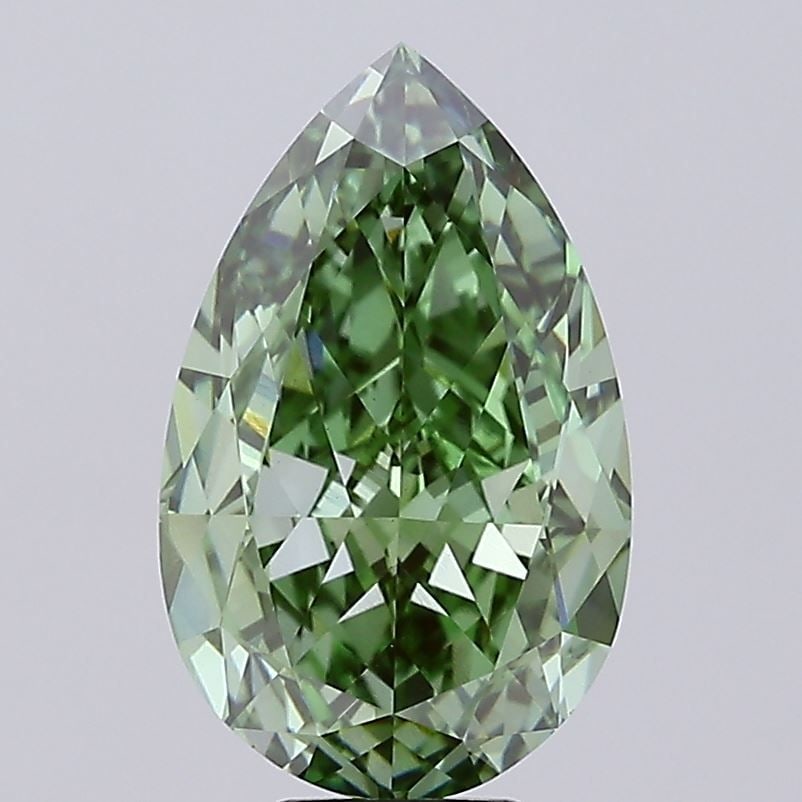 Loose Diamond - PEAR 10.9ct Fancy Vivid Green VVS2: Loose Diamond - PEAR 10.9ct Fancy Vivid Green VVS2 Source: This is a real non-mined Diamond that has been grown in a lab Shape: PEAR Carats: 10.9 Color: Fancy Vivid Green Certification: IGI Video: