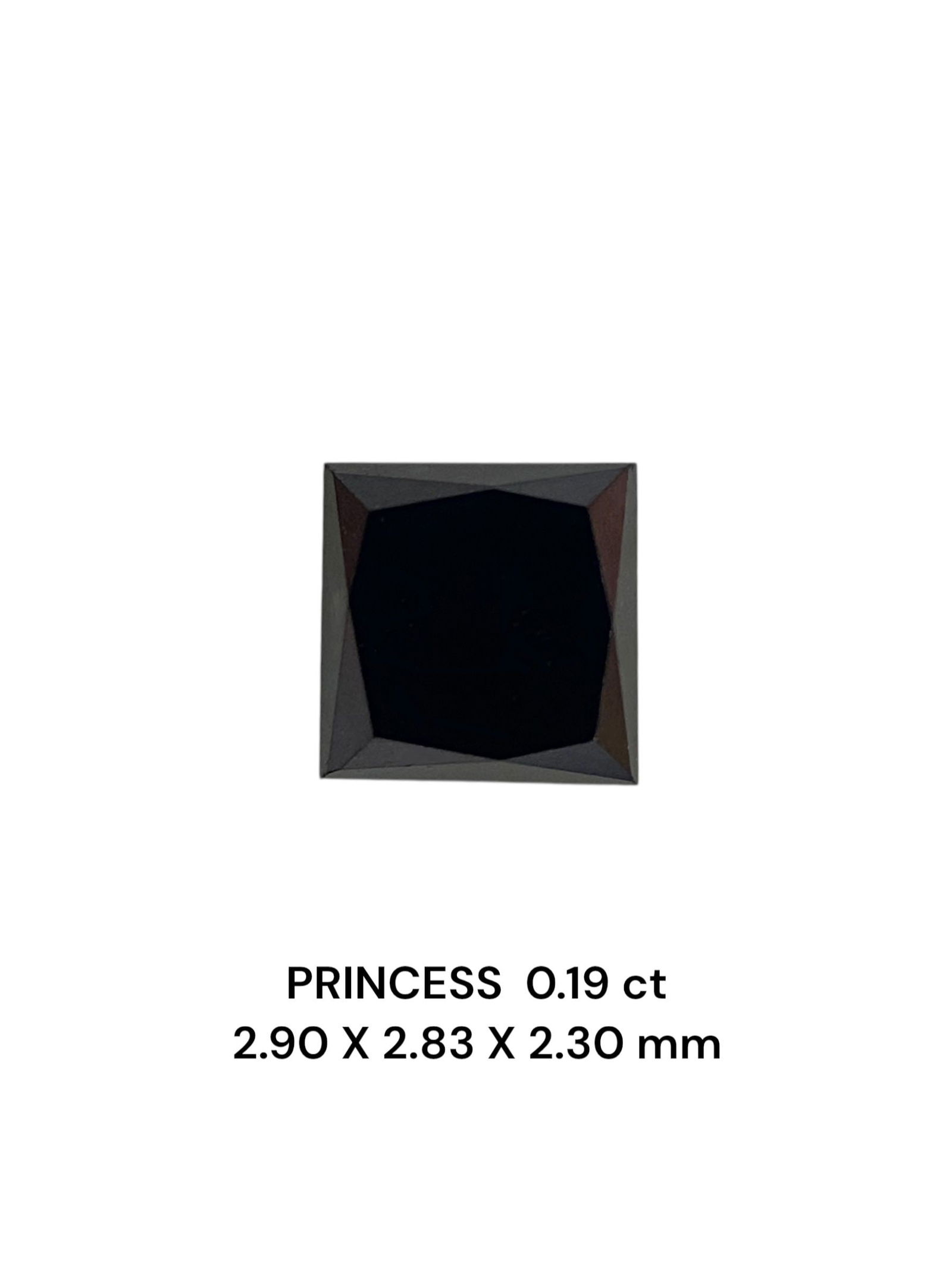 Loose Diamond - PRINCESS 0.19ct Fancy Black VVS2: Loose Diamond - PRINCESS 0.19ct Fancy Black VVS2 Source: Natural Shape: PRINCESS Carats: 0.19 Color: Fancy Black Certification: NONE The Diamond Depot Guarantee: All items in this auction are guarante