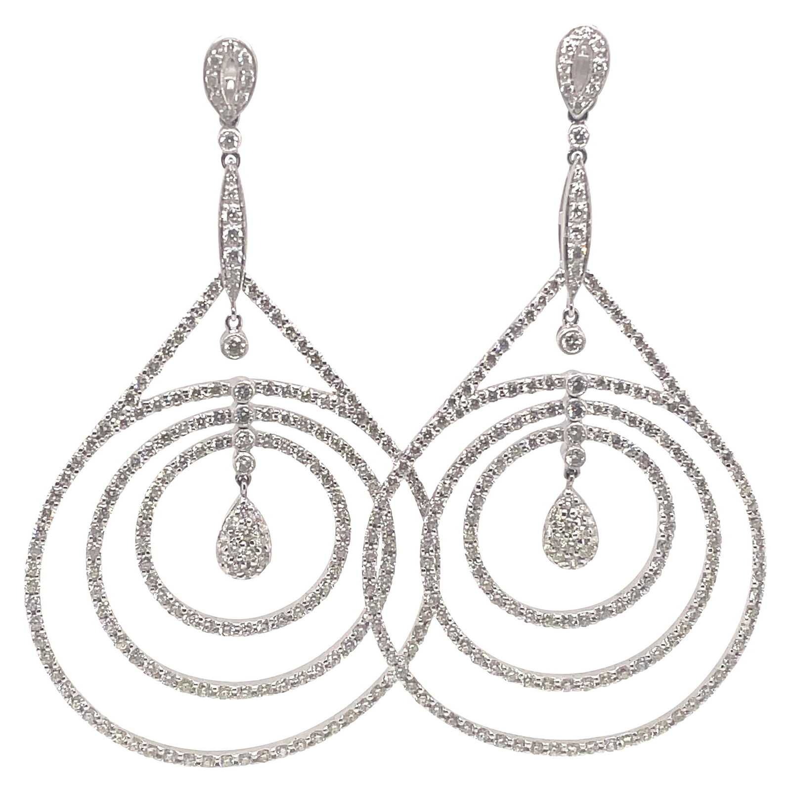 Stunning 7.98ct Round Diamond Chandelier Earrings in 18k White Gold (1 of 5)
