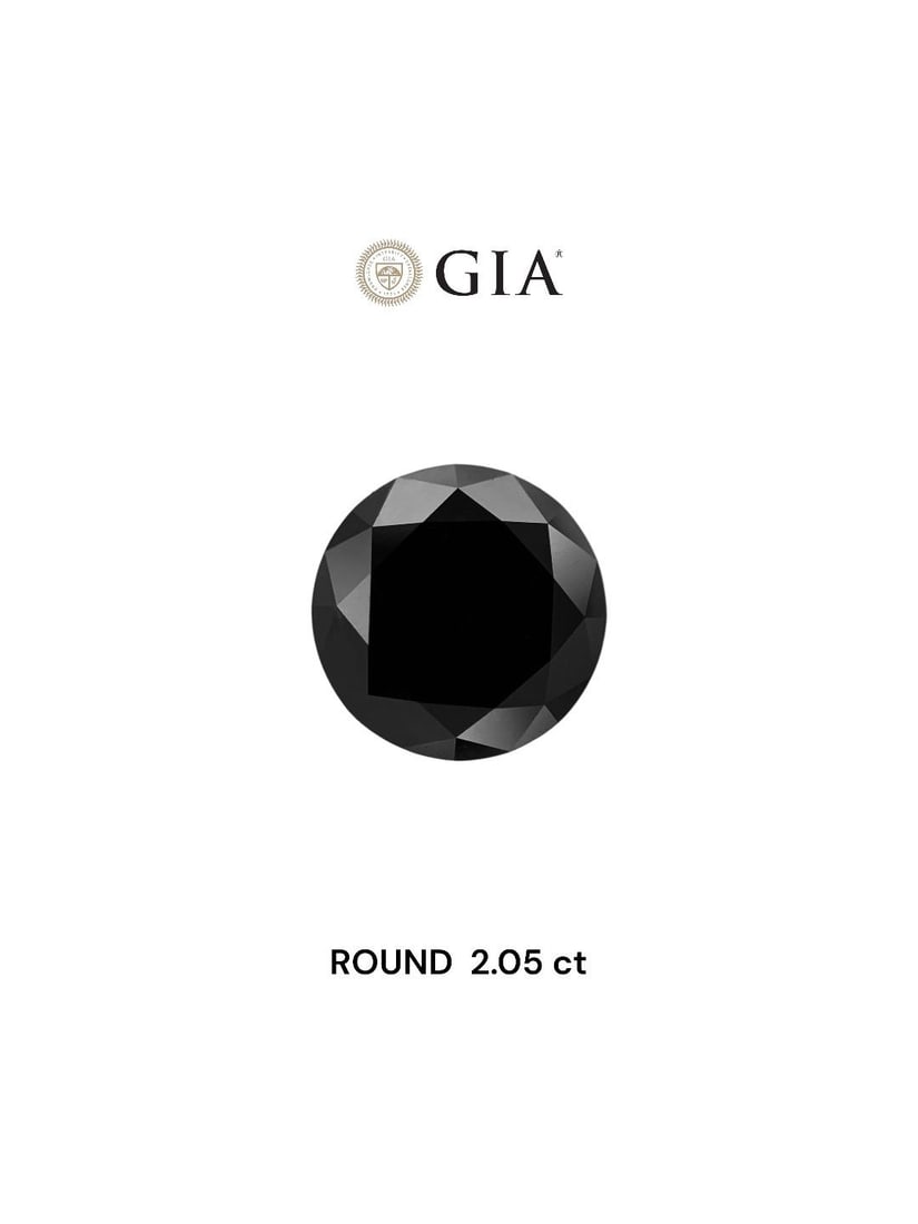 Loose Diamond - ROUND 2.05ct Fancy Black VVS2: Loose Diamond - ROUND 2.05ct Fancy Black VVS2 Source: Natural Shape: ROUND Carats: 2.05 Color: Fancy Black Certification: GIA Video: