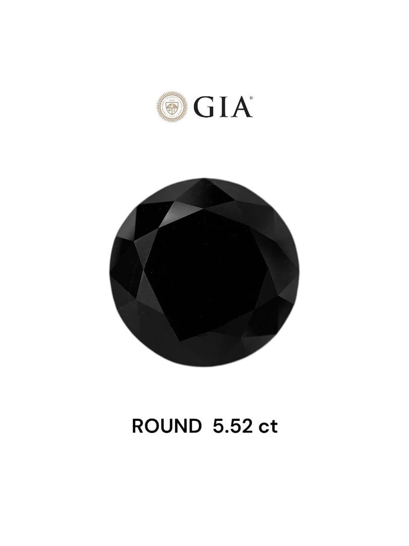 Loose Diamond - ROUND 5.52ct Fancy Black VVS2: Loose Diamond - ROUND 5.52ct Fancy Black VVS2 Source: Natural Shape: ROUND Carats: 5.52 Color: Fancy Black Certification: GIA Video: