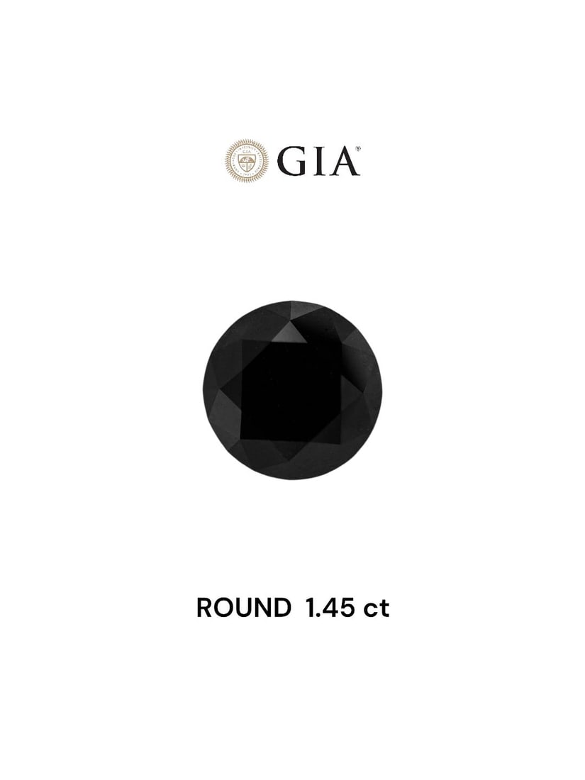 Loose Diamond - ROUND 1.45ct Fancy Black VVS2: Loose Diamond - ROUND 1.45ct Fancy Black VVS2 Source: Natural Shape: ROUND Carats: 1.45 Color: Fancy Black Certification: GIA Video:
