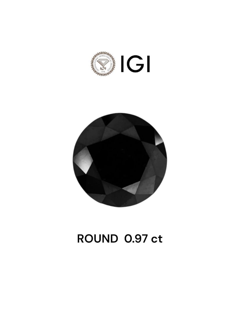 Loose Diamond - ROUND 0.97ct Black: Loose Diamond - ROUND 0.97ct Black Source: Natural Shape: ROUND Carats: 0.97 Color: Black Certification: IGI Video: