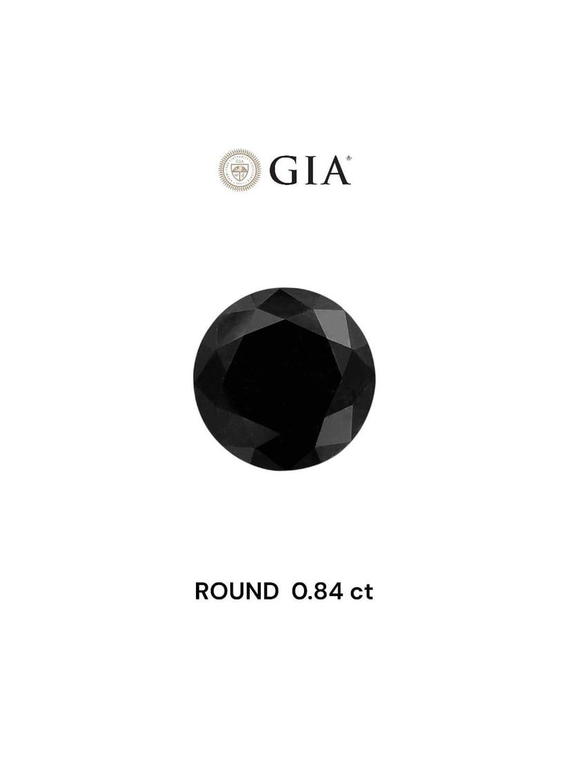 Loose Diamond - ROUND 0.84ct Fancy Black VVS2: Loose Diamond - ROUND 0.84ct Fancy Black VVS2 Source: Natural Shape: ROUND Carats: 0.84 Color: Fancy Black Certification: GIA Video: