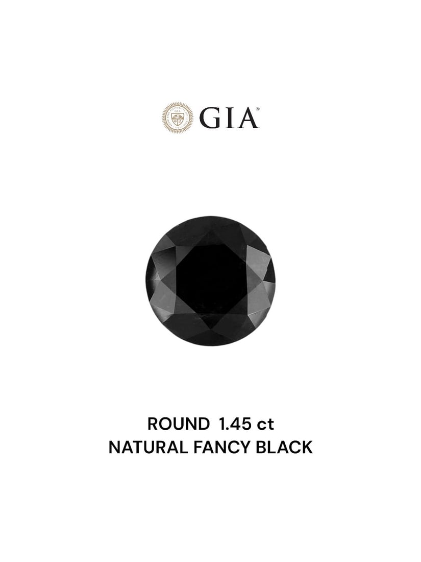 Loose Diamond - ROUND 1.45ct Fancy Black VVS2: Loose Diamond - ROUND 1.45ct Fancy Black VVS2 Source: Natural Shape: ROUND Carats: 1.45 Color: Fancy Black Certification: GIA Video: