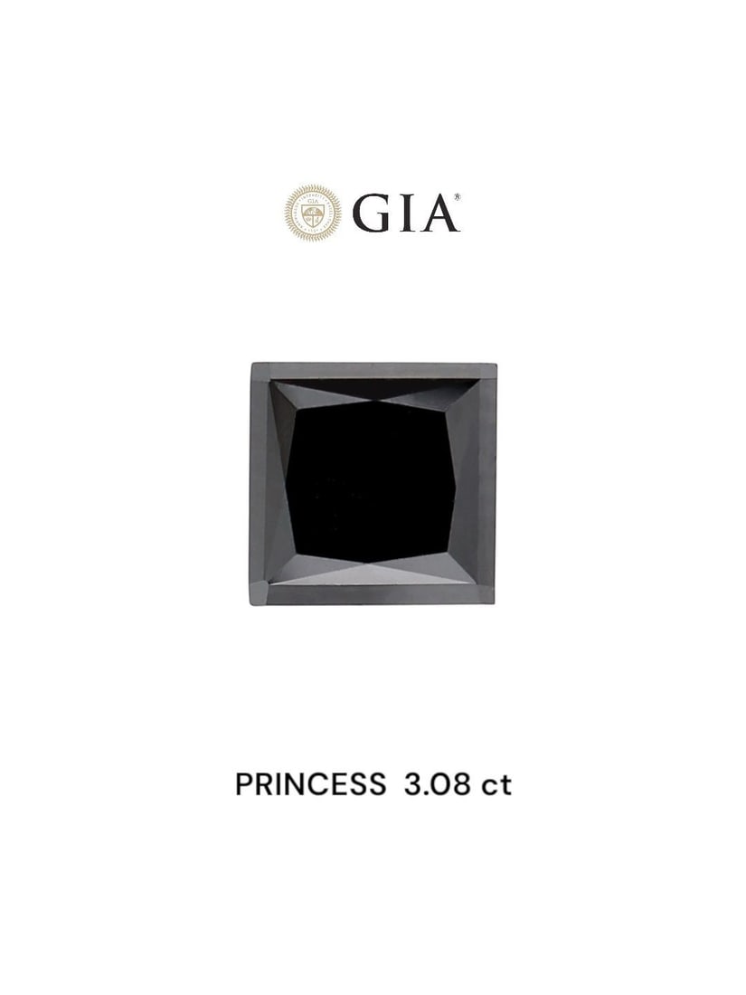 Loose Diamond - PRINCESS 3.08ct Fancy Black VVS2: Loose Diamond - PRINCESS 3.08ct Fancy Black VVS2 Source: Natural Shape: PRINCESS Carats: 3.08 Color: Fancy Black Certification: GIA Video: