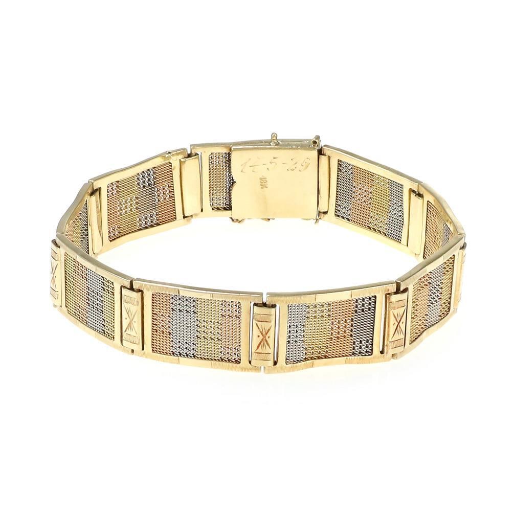 Art Deco 18k Rose Yellow Gold Platinum Mesh Link Bracelet 1929: Art Deco 18k Rose Yellow Gold Platinum Mesh Link Bracelet 1929 This exquisite Art Deco bracelet showcases a rare design from 1929. Crafted with a harmonious blend of 18k yellow and rose gold, along wi