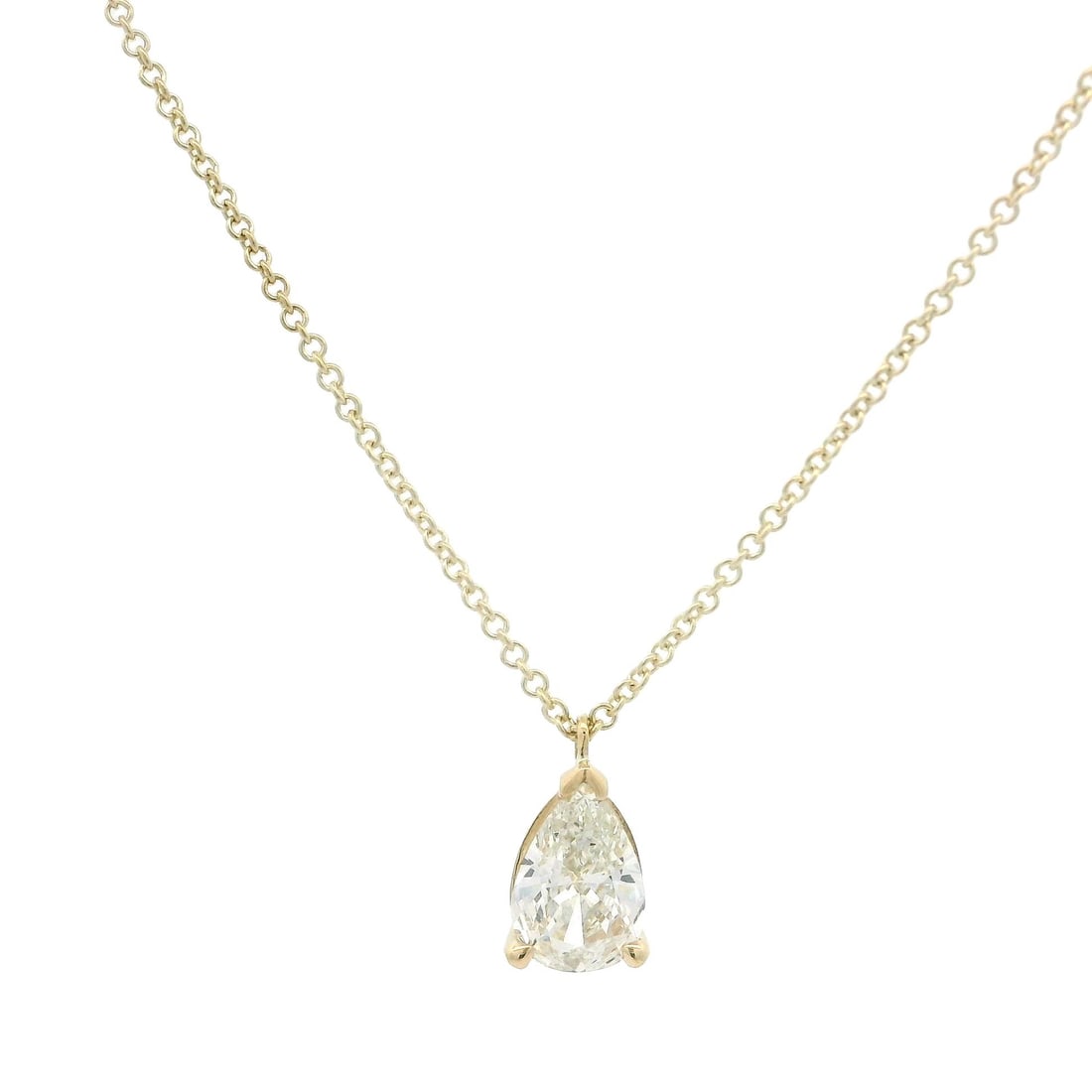 14k Yellow Gold GIA Certified .68ct Pear Diamond Pendant Necklace: 14k Yellow Gold GIA Certified .68ct Pear Diamond Pendant Necklace This exquisite necklace features a stunning pear-shaped diamond solitaire pendant, expertly set in solid 14k yellow gold. The diamond,