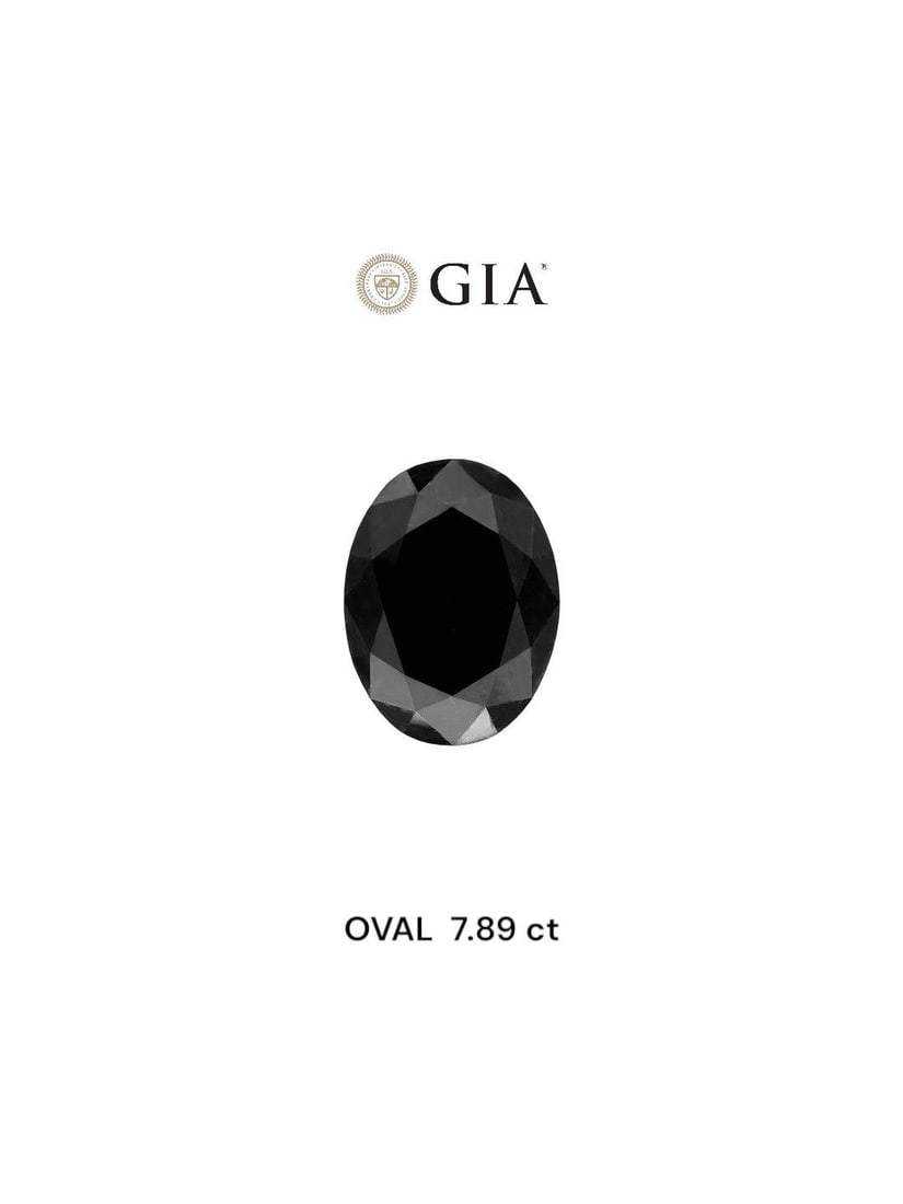 Loose Diamond - OVAL 7.89ct Fancy Black VVS2: Loose Diamond - OVAL 7.89ct Fancy Black VVS2 Source: Natural Shape: OVAL Carats: 7.89 Color: Fancy Black Certification: GIA The Diamond Depot Guarantee: All items in this auction are guaranteed to be