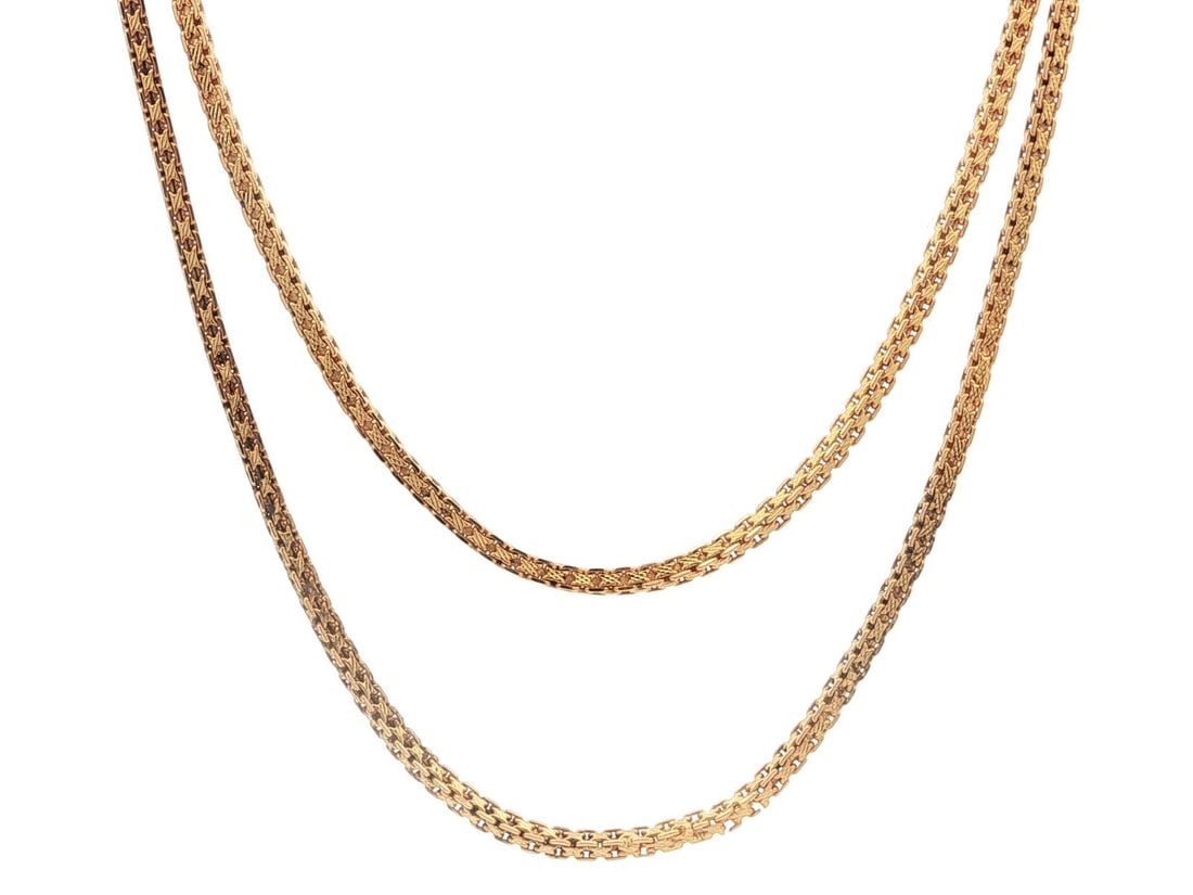 22k Yellow Gold 22 Inch Squared Fancy Link Chain Necklace (1 of 6)