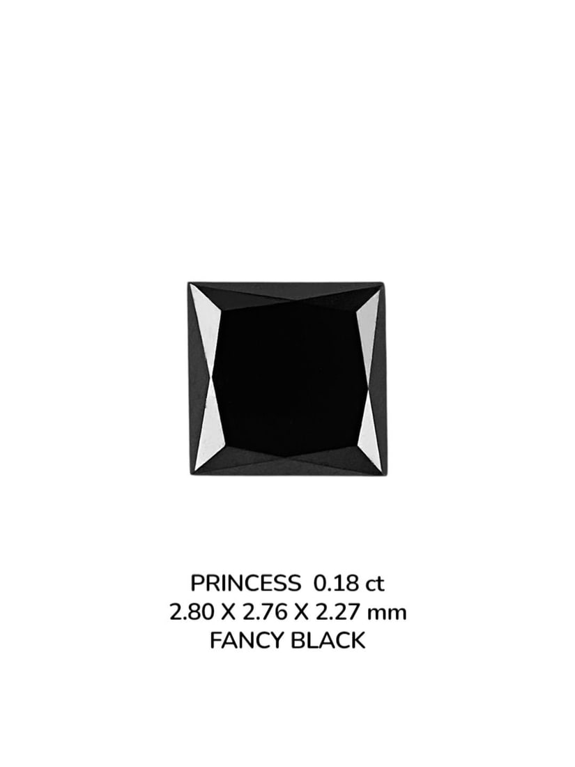 Loose Diamond - PRINCESS 0.18ct Fancy Black VVS2: Loose Diamond - PRINCESS 0.18ct Fancy Black VVS2 Source: Natural Shape: PRINCESS Carats: 0.18 Color: Fancy Black Certification: NONE The Diamond Depot Guarantee: All items in this auction are guarante