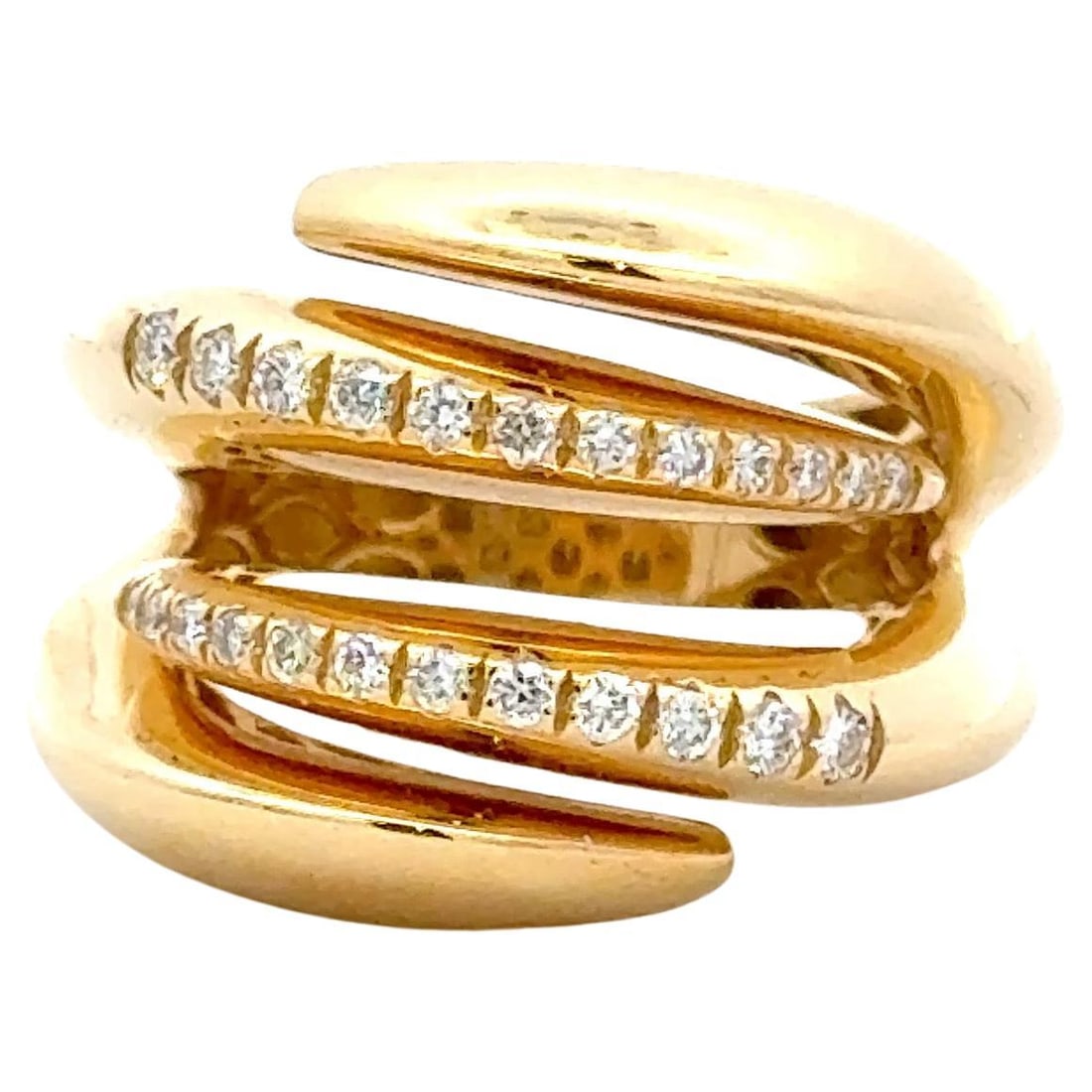 Italian 18k Yellow Gold Diamond Claw Band Ring 0.28ct F VS1-VS2 (1 of 7)