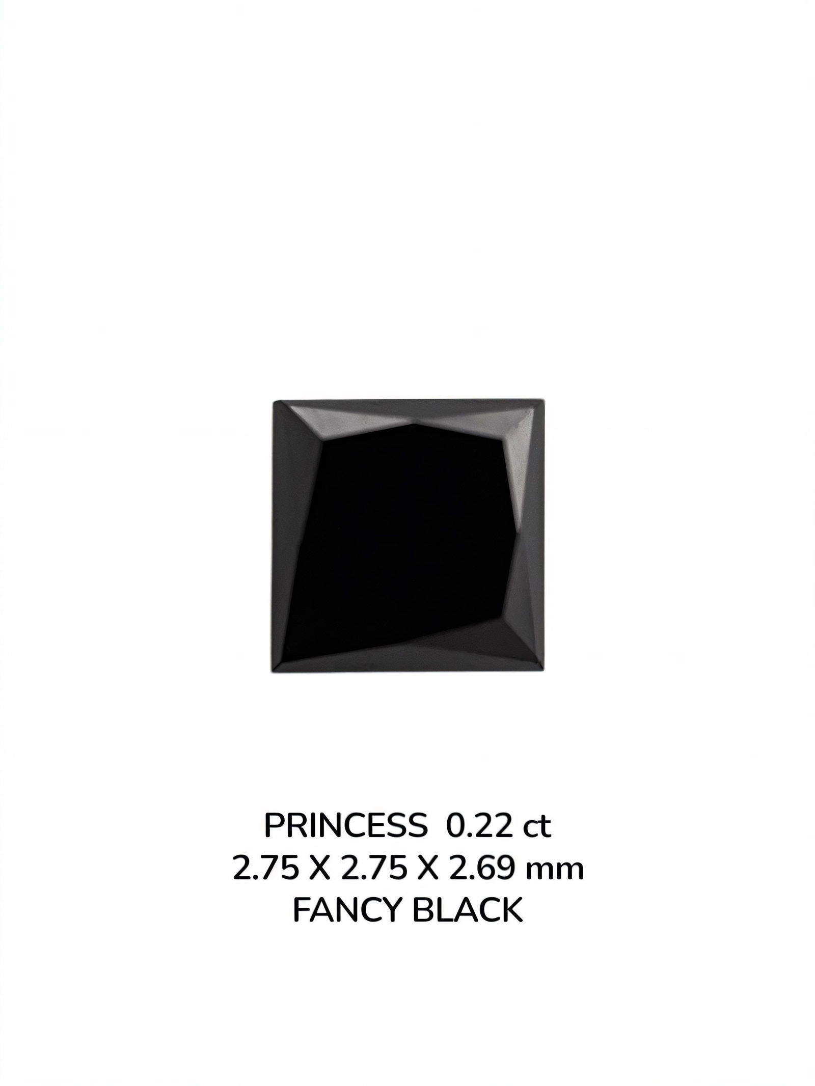 Loose Diamond - PRINCESS 0.22ct Fancy Black VVS2: Loose Diamond - PRINCESS 0.22ct Fancy Black VVS2 Source: Natural Shape: PRINCESS Carats: 0.22 Color: Fancy Black Certification: NONE The Diamond Depot Guarantee: All items in this auction are guarante
