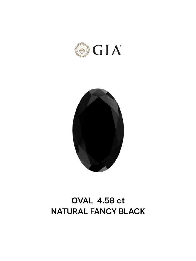 Loose Diamond - OVAL 4.58ct Fancy Black VVS2: Loose Diamond - OVAL 4.58ct Fancy Black VVS2 Source: Natural Shape: OVAL Carats: 4.58 Color: Fancy Black Certification: GIA Video: