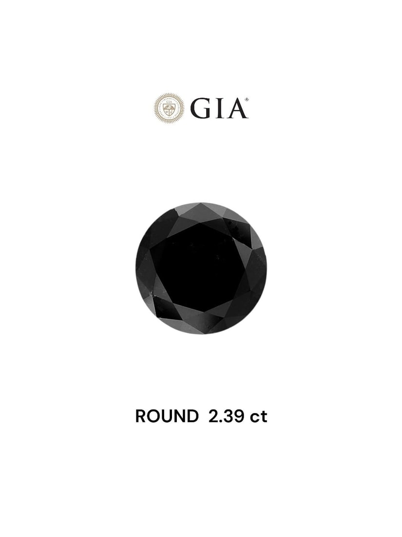 Loose Diamond - ROUND 2.39ct Fancy Black VVS2: Loose Diamond - ROUND 2.39ct Fancy Black VVS2 Source: Natural Shape: ROUND Carats: 2.39 Color: Fancy Black Certification: GIA Video: