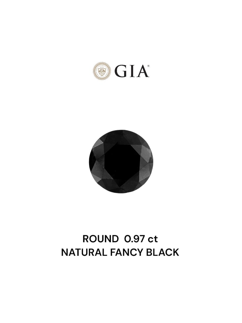 Loose Diamond - ROUND 0.97ct Fancy Black VVS2: Loose Diamond - ROUND 0.97ct Fancy Black VVS2 Source: Natural Shape: ROUND Carats: 0.97 Color: Fancy Black Certification: GIA Video: