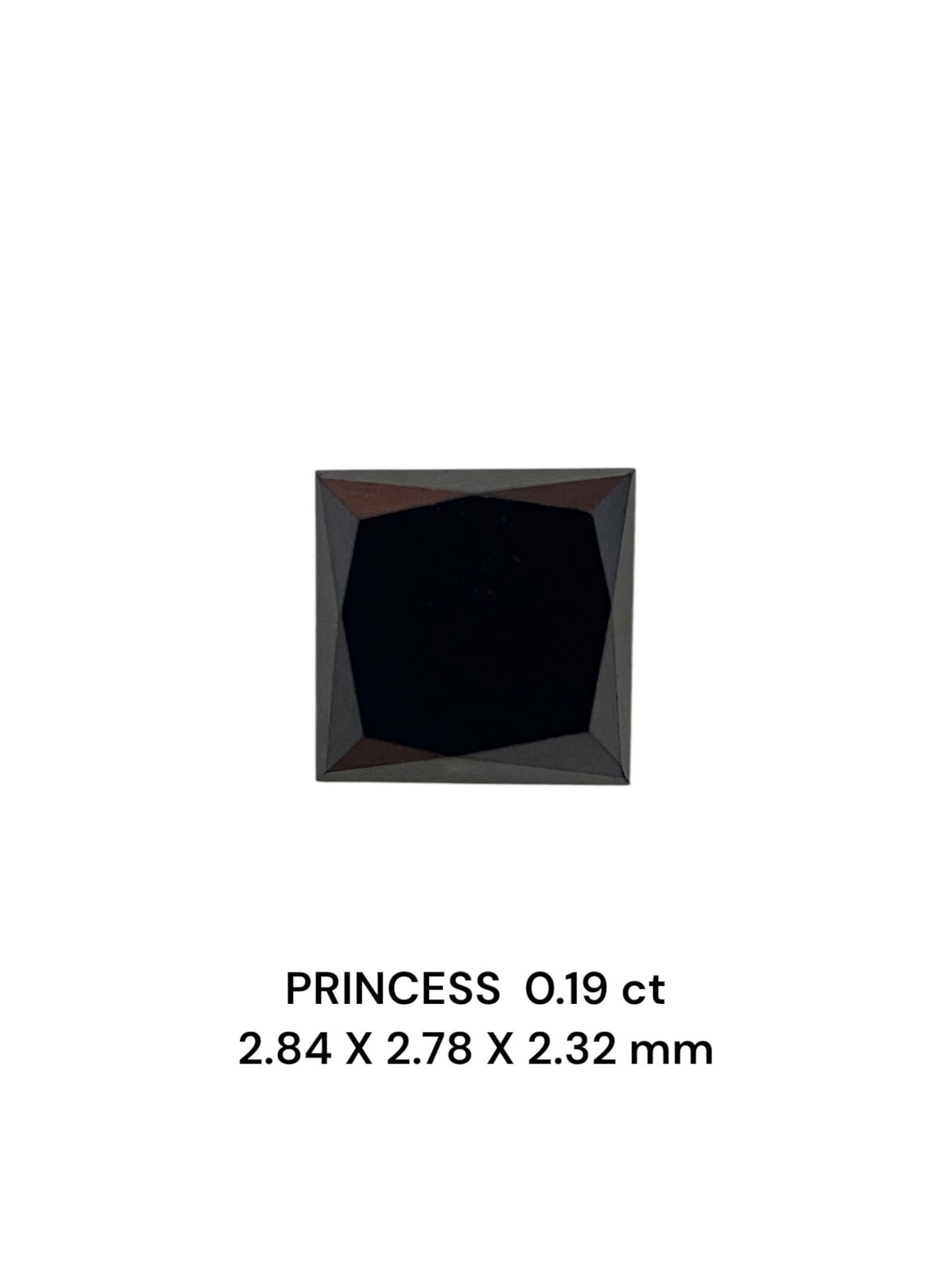 Loose Diamond - PRINCESS 0.19ct Fancy Black VVS2: Loose Diamond - PRINCESS 0.19ct Fancy Black VVS2 Source: Natural Shape: PRINCESS Carats: 0.19 Color: Fancy Black Certification: NONE The Diamond Depot Guarantee: All items in this auction are guarante