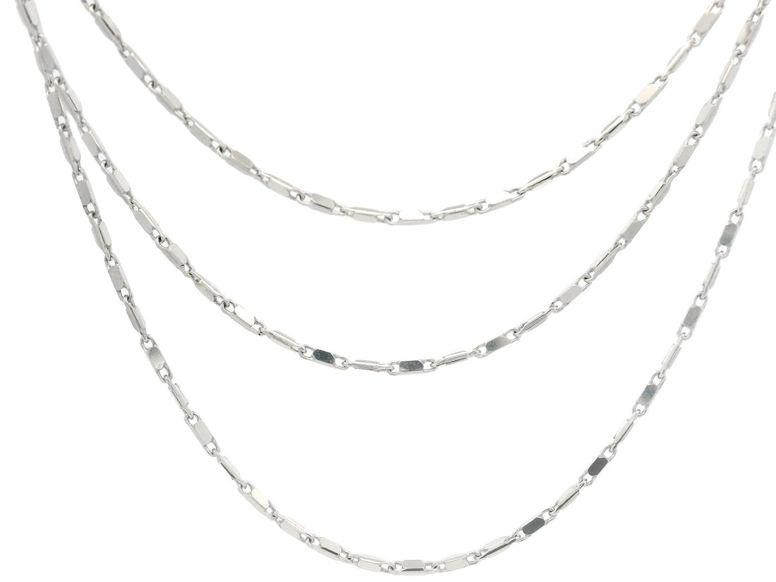 New 14k White Gold 24 Inch Antique Style Faceted Link Necklace (1 of 5)