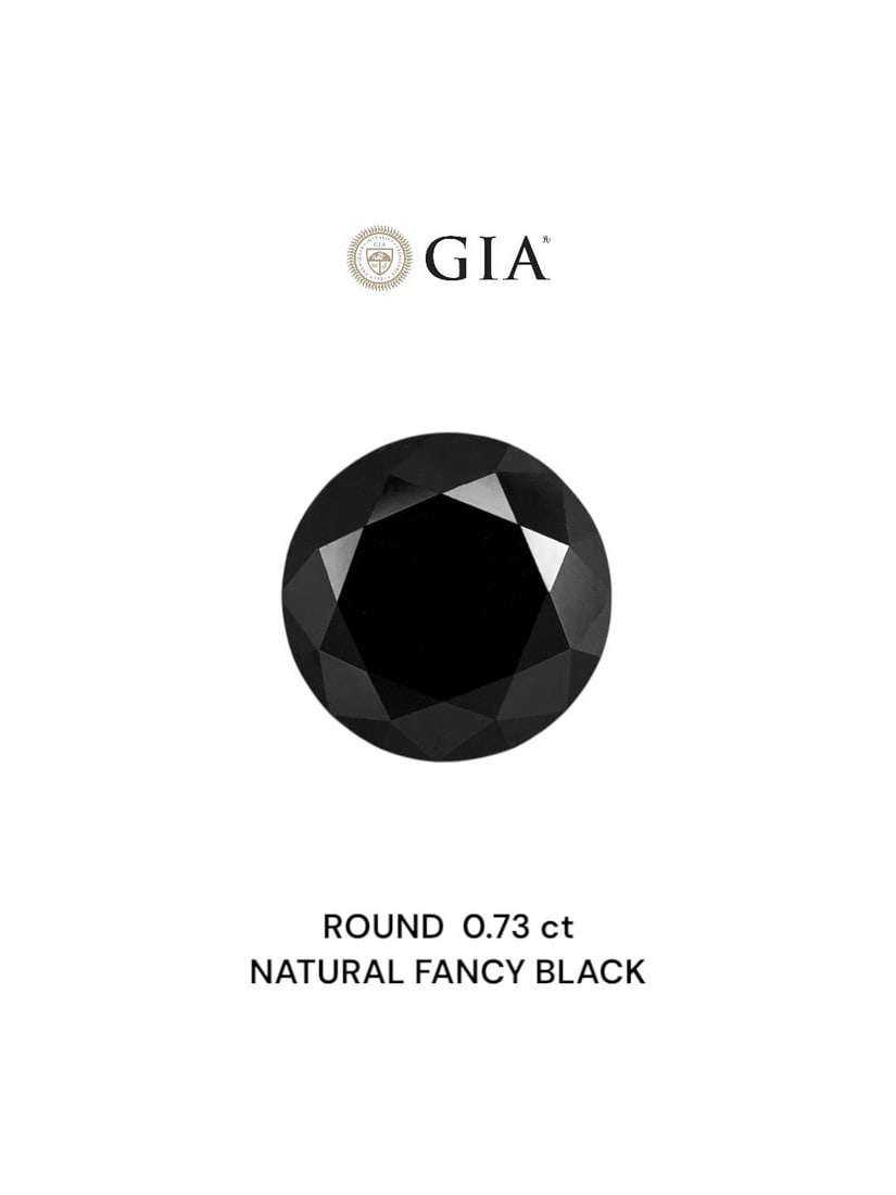 Loose Diamond - ROUND 0.73ct Fancy Black VVS2: Loose Diamond - ROUND 0.73ct Fancy Black VVS2 Source: Natural Shape: ROUND Carats: 0.73 Color: Fancy Black Certification: GIA The Diamond Depot Guarantee: All items in this auction are guaranteed to b