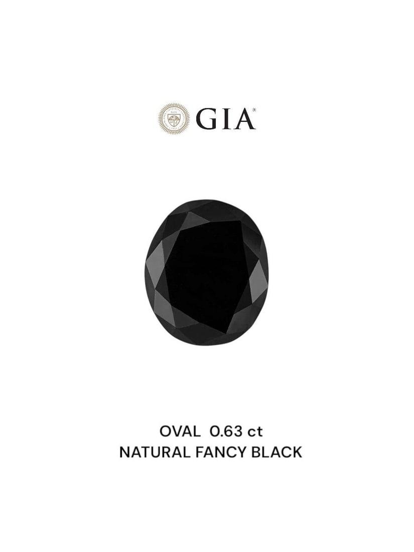 Loose Diamond - OVAL 0.63ct Fancy Black VVS2: Loose Diamond - OVAL 0.63ct Fancy Black VVS2 Source: Natural Shape: OVAL Carats: 0.63 Color: Fancy Black Certification: GIA The Diamond Depot Guarantee: All items in this auction are guaranteed to be