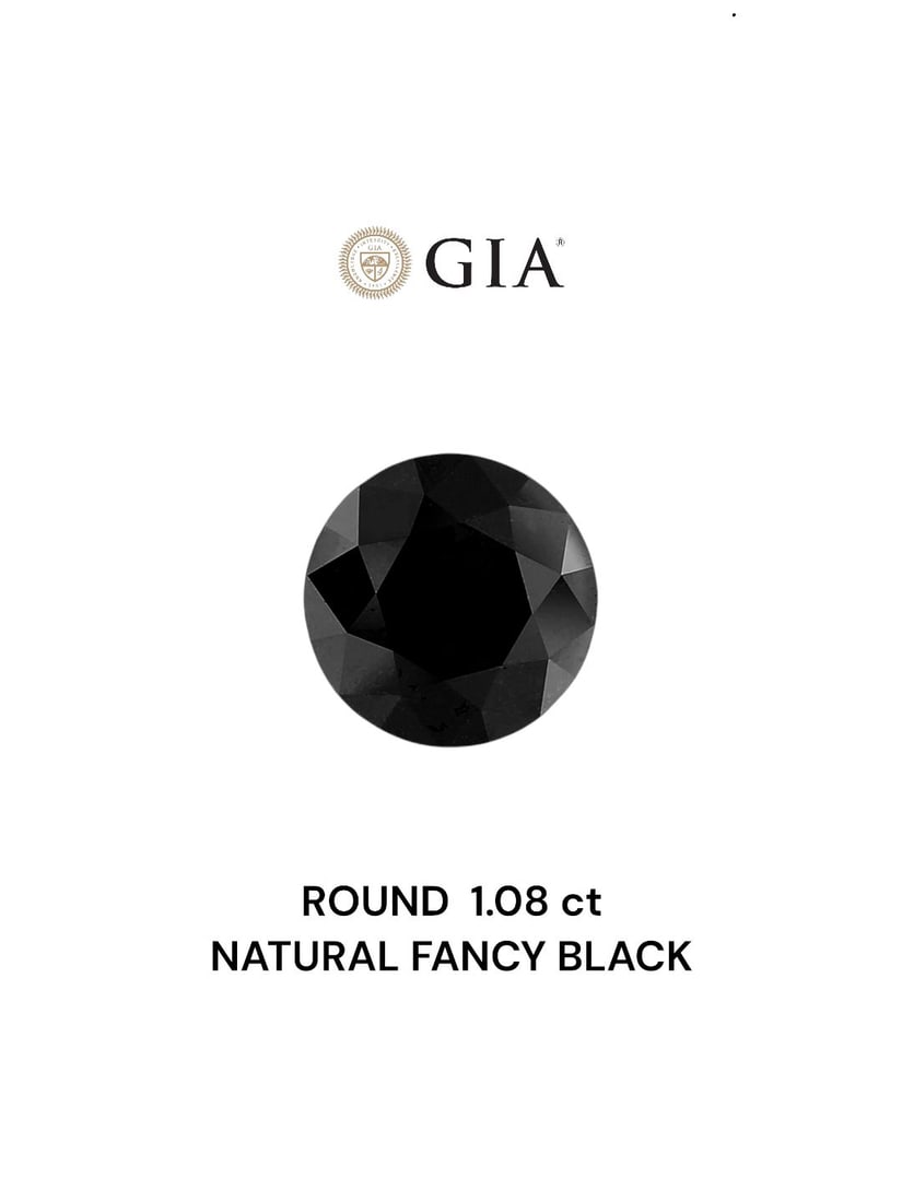 Loose Diamond - ROUND 1.08ct Fancy Black VVS2: Loose Diamond - ROUND 1.08ct Fancy Black VVS2 Source: Natural Shape: ROUND Carats: 1.08 Color: Fancy Black Certification: GIA Video: