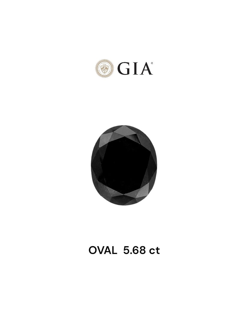 Loose Diamond - OVAL 5.68ct Fancy Black VVS2: Loose Diamond - OVAL 5.68ct Fancy Black VVS2 Source: Natural Shape: OVAL Carats: 5.68 Color: Fancy Black Certification: GIA Video: