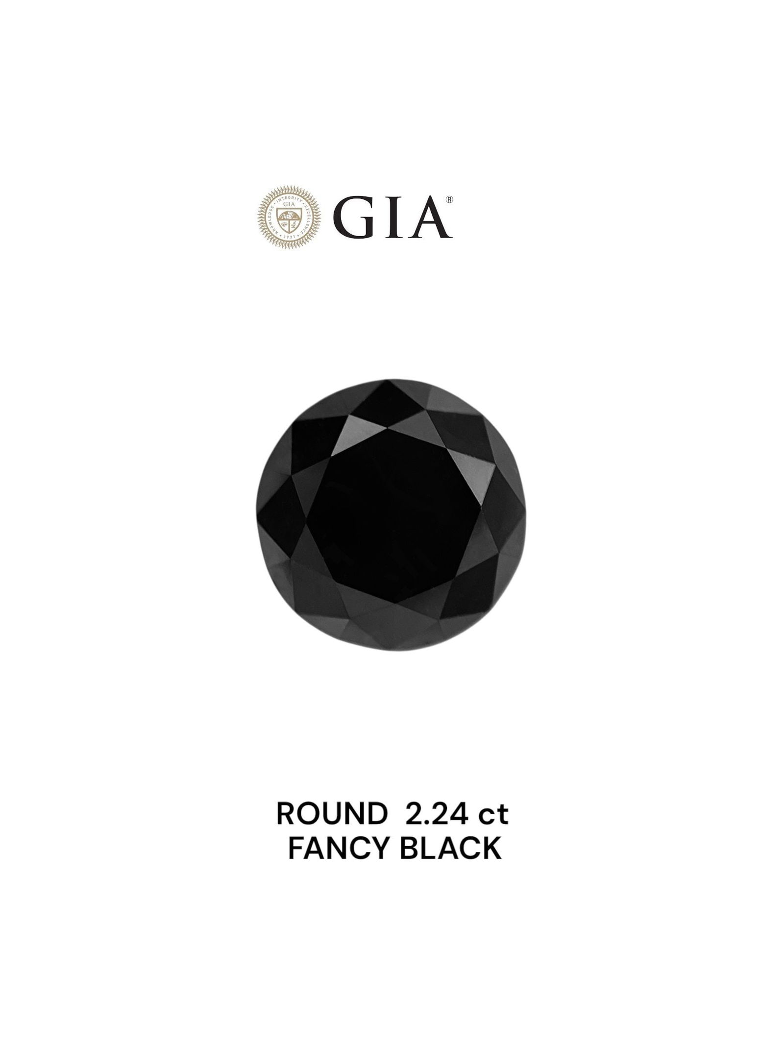 Loose Diamond - ROUND 2.24ct Black: Loose Diamond - ROUND 2.24ct Black Source: Natural Shape: ROUND Carats: 2.24 Color: Black Certification: IGI Video: