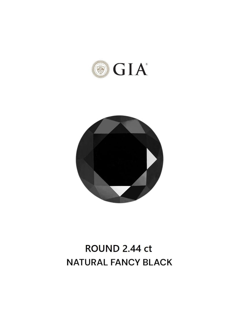 Loose Diamond - ROUND 2.44ct Fancy Black VVS2: Loose Diamond - ROUND 2.44ct Fancy Black VVS2 Source: Natural Shape: ROUND Carats: 2.44 Color: Fancy Black Certification: GIA Video:
