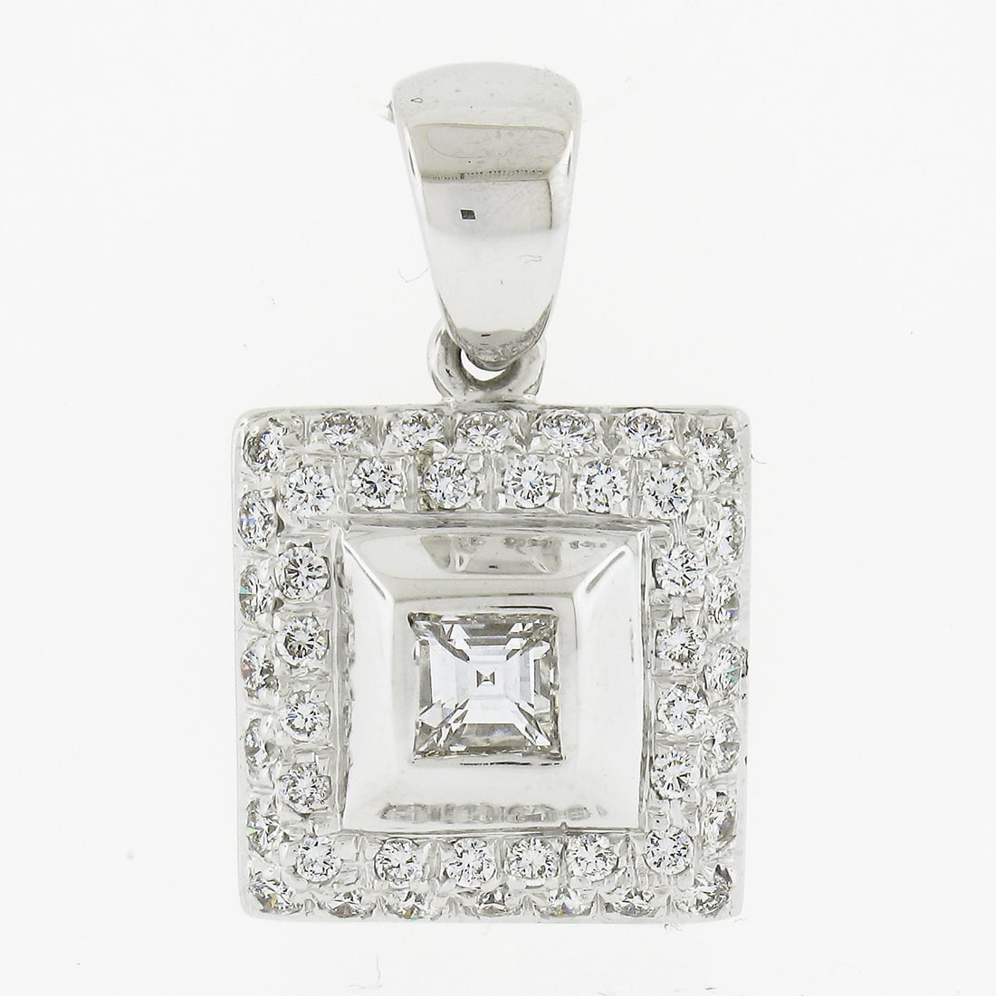 18k White Gold 0.67ctw Asscher Diamond Charm Pendant (1 of 5)