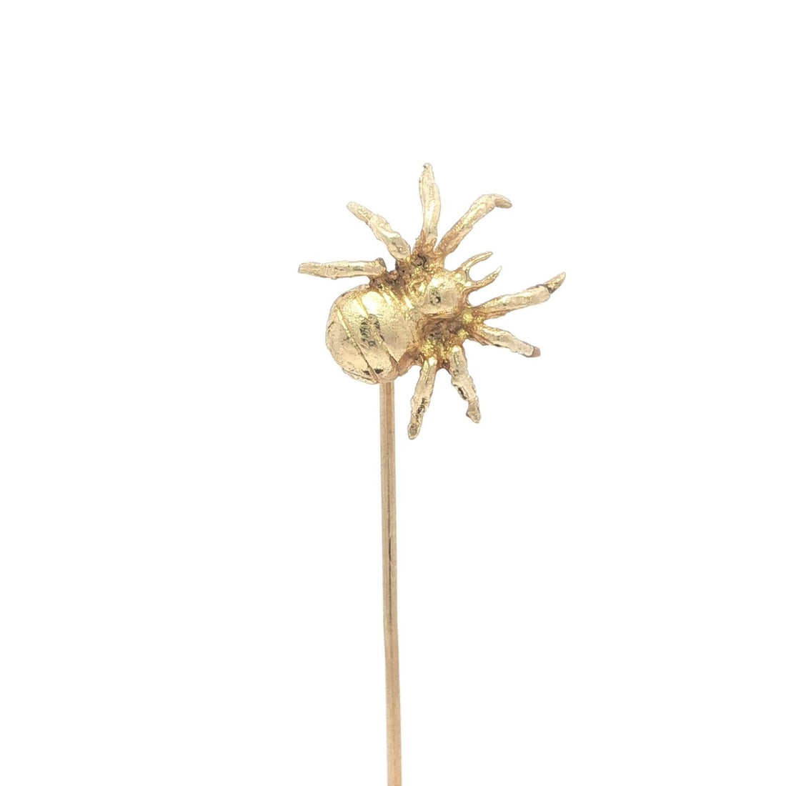 Spider Motif Stick Pin in Solid 14k Yellow Gold Vintage Jewelry (1 of 7)