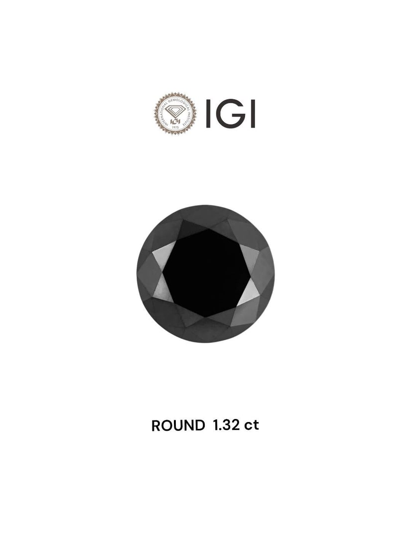 Loose Diamond - ROUND 1.32ct Black: Loose Diamond - ROUND 1.32ct Black Source: Natural Shape: ROUND Carats: 1.32 Color: Black Certification: IGI Video: