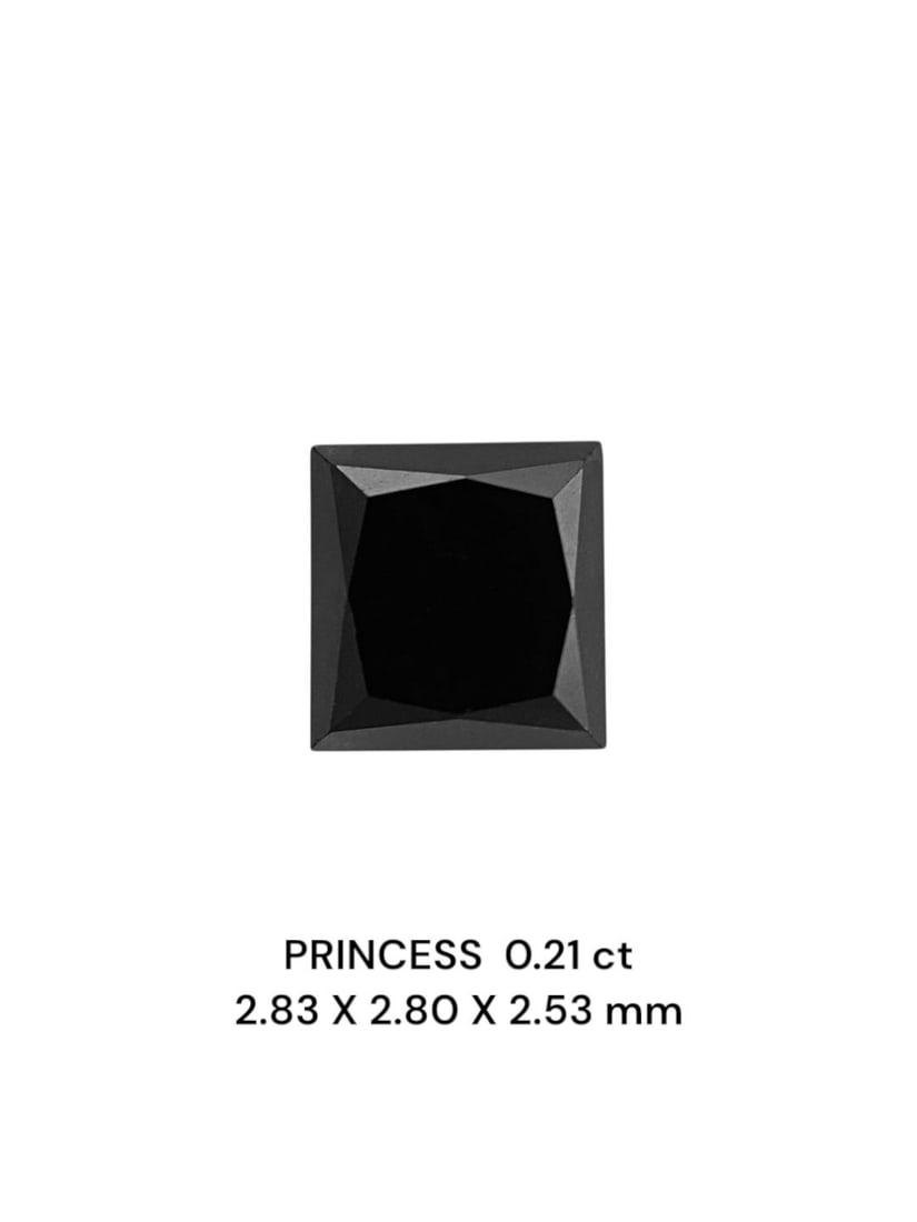 Loose Diamond - PRINCESS 0.21ct Fancy Black VVS2: Loose Diamond - PRINCESS 0.21ct Fancy Black VVS2 Source: Natural Shape: PRINCESS Carats: 0.21 Color: Fancy Black Certification: NONE The Diamond Depot Guarantee: All items in this auction are guarante