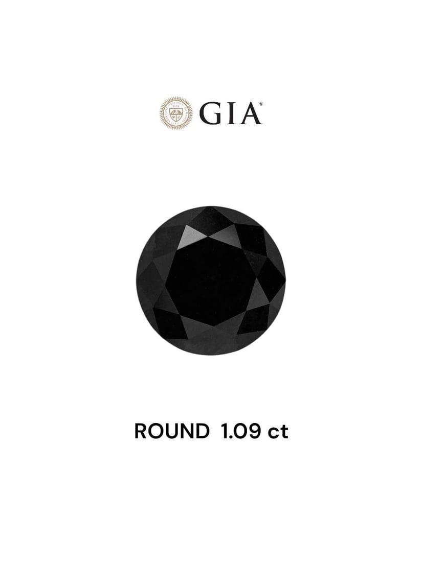 Loose Diamond - ROUND 1.09ct Fancy Black VVS2: Loose Diamond - ROUND 1.09ct Fancy Black VVS2 Source: Natural Shape: ROUND Carats: 1.09 Color: Fancy Black Certification: GIA Video:
