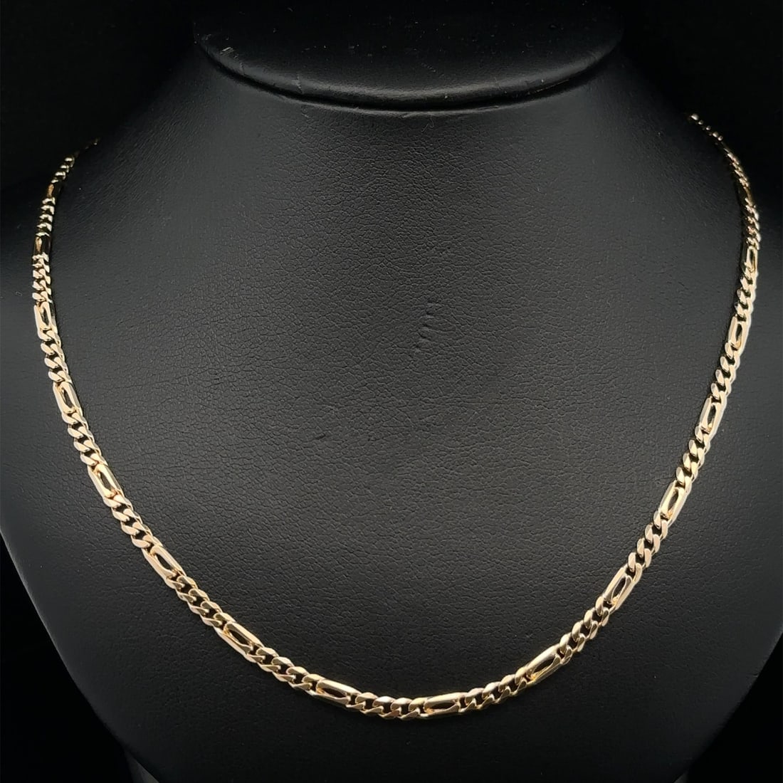 14k Yellow Gold 16 Inch Fancy Figaro Link Chain Necklace (1 of 5)